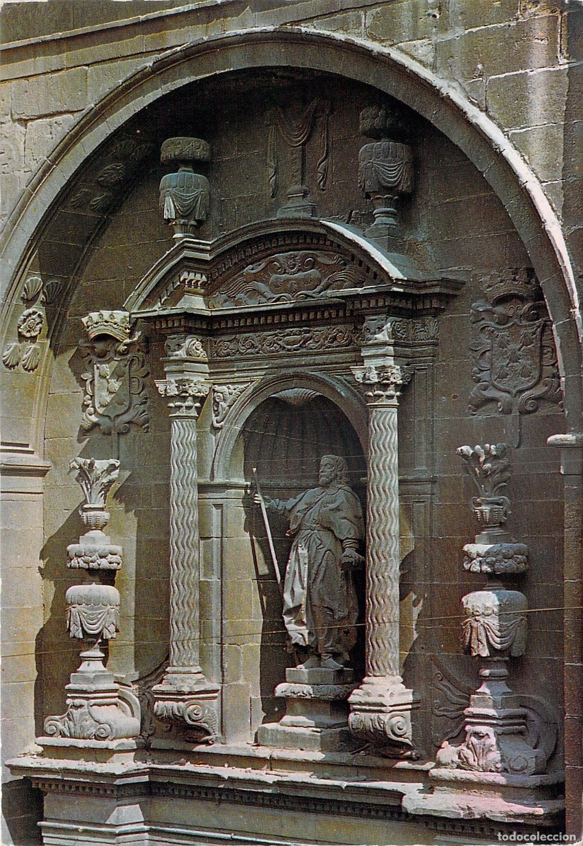 Postales: Postal de Logro&ntilde;o: Detalle de la Puerta de la Iglesia de Santiago