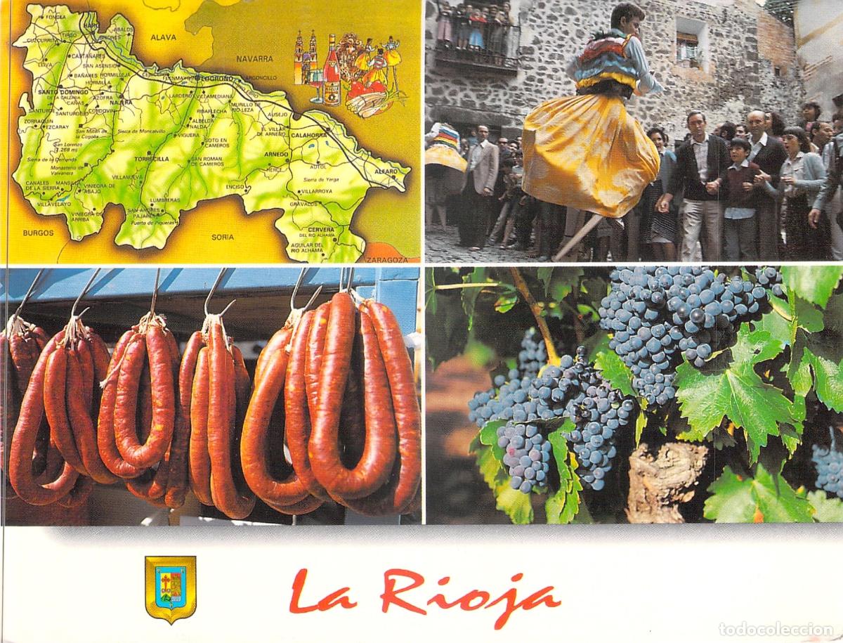 Postales: Postal Tur&iacute;stica de La Rioja - Mapa, Folclore y Gastronom&iacute;a