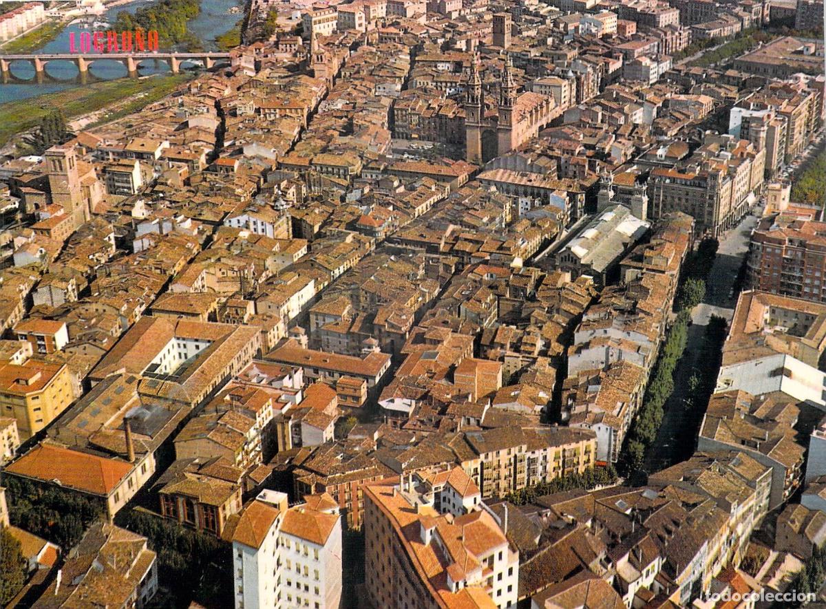 Postais: Postal de la Vista A&eacute;rea de Logro&ntilde;o y su Casco Antiguo