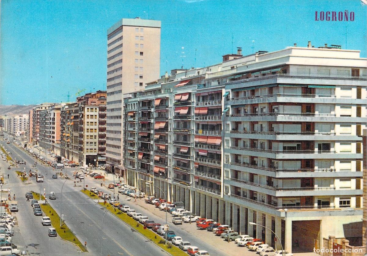 Postales: Postal de Logro&ntilde;o, Vista de La Gran V&iacute;a y Edificios Modernos - Foto 1