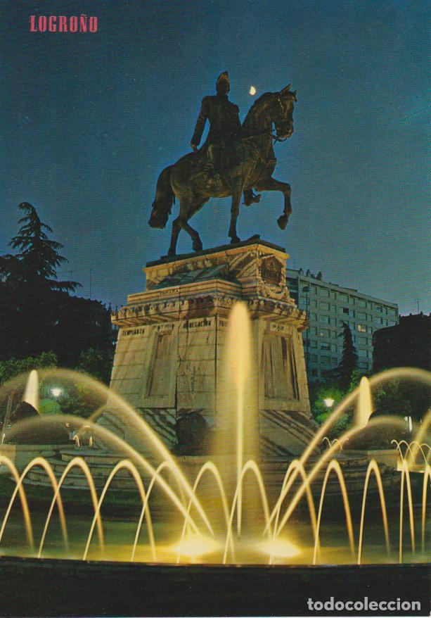 Postales: LOGRO&Ntilde;O, ESTATUA DEL GENERAL ESPARTERO, NOCTURNA - EDICIONES PARIS - ESCRITA