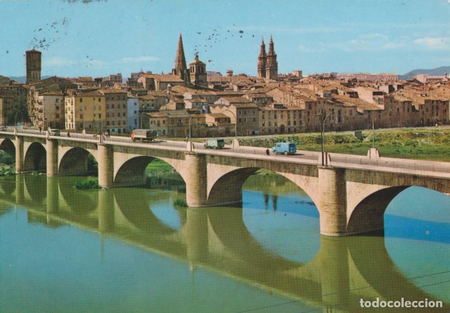Postales: LOGRO&Ntilde;O, RIO EBRO, PUENTE DE PIEDRA Y VISTA PARCIAL - EDICIONES ARRIBAS N&ordm;2021 - CIRCULADA