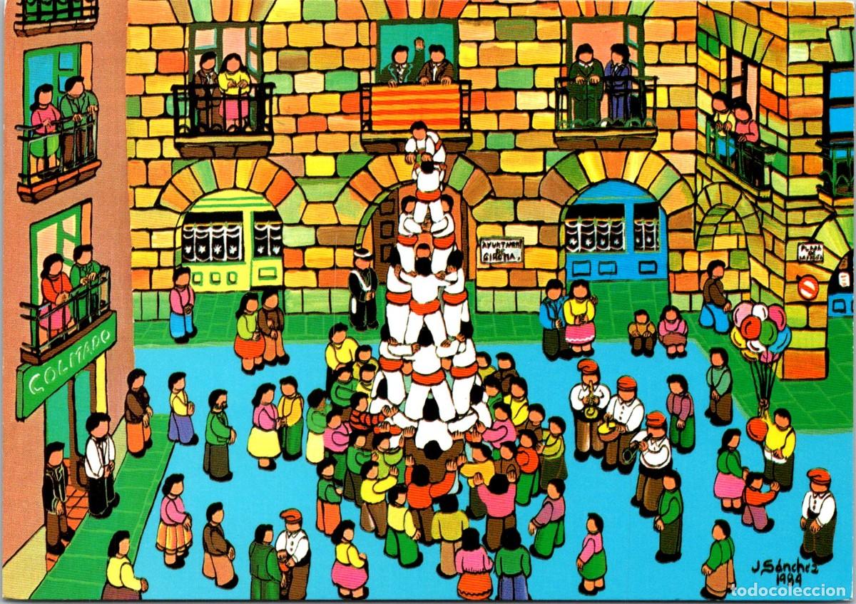 Postales: Girona - Fiesta Mayor - Na&iuml;f de J. S&aacute;nchez - Ed. (C) n&ordm; ME.37 - Postal - 150x105mm - Castellers