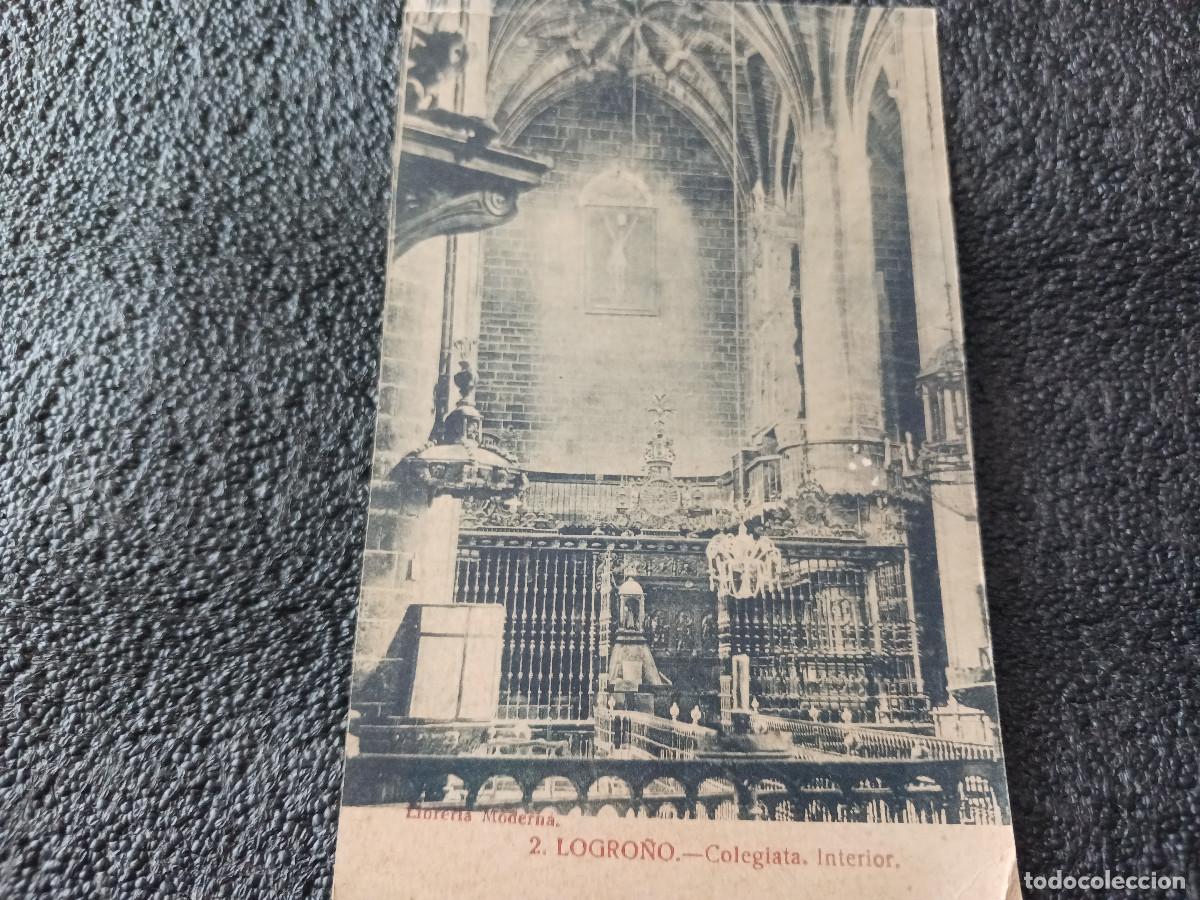 Postales: 2 Logro&ntilde;o. LIbreria Moderna. COLEGIATA. INTERIOR, FOTO GILDO