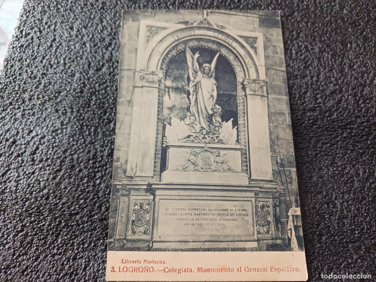 Postales: 3 Logro&ntilde;o. LIbreria Moderna. COLEGIATA. monumento al general espartero, FOTO GILDO