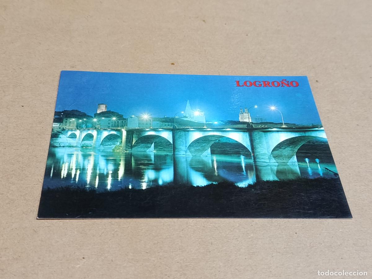 Postales: LA RIOJA - POSTAL LOGRO&Ntilde;O - VISTA NOCTURNA DEL PUENTE DE PIEDRA