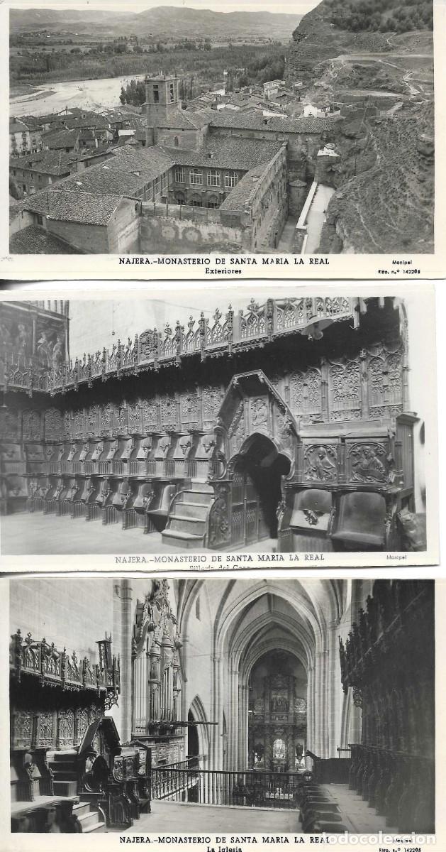 Postales: Vistas de N&aacute;jera y sus monumentos. Lote de 10 postales fotogr&aacute;ficas. 1950. 9 x 14 cm.
