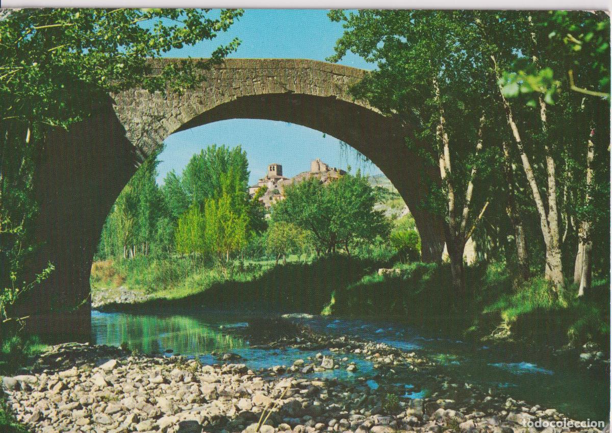 Postales: ENCISO (LOGRO&Ntilde;O) PUENTE ROMANO Y VISTA PARCIAL - EDICIONES VISTABELLA N&ordm;1 - CIRCULADA