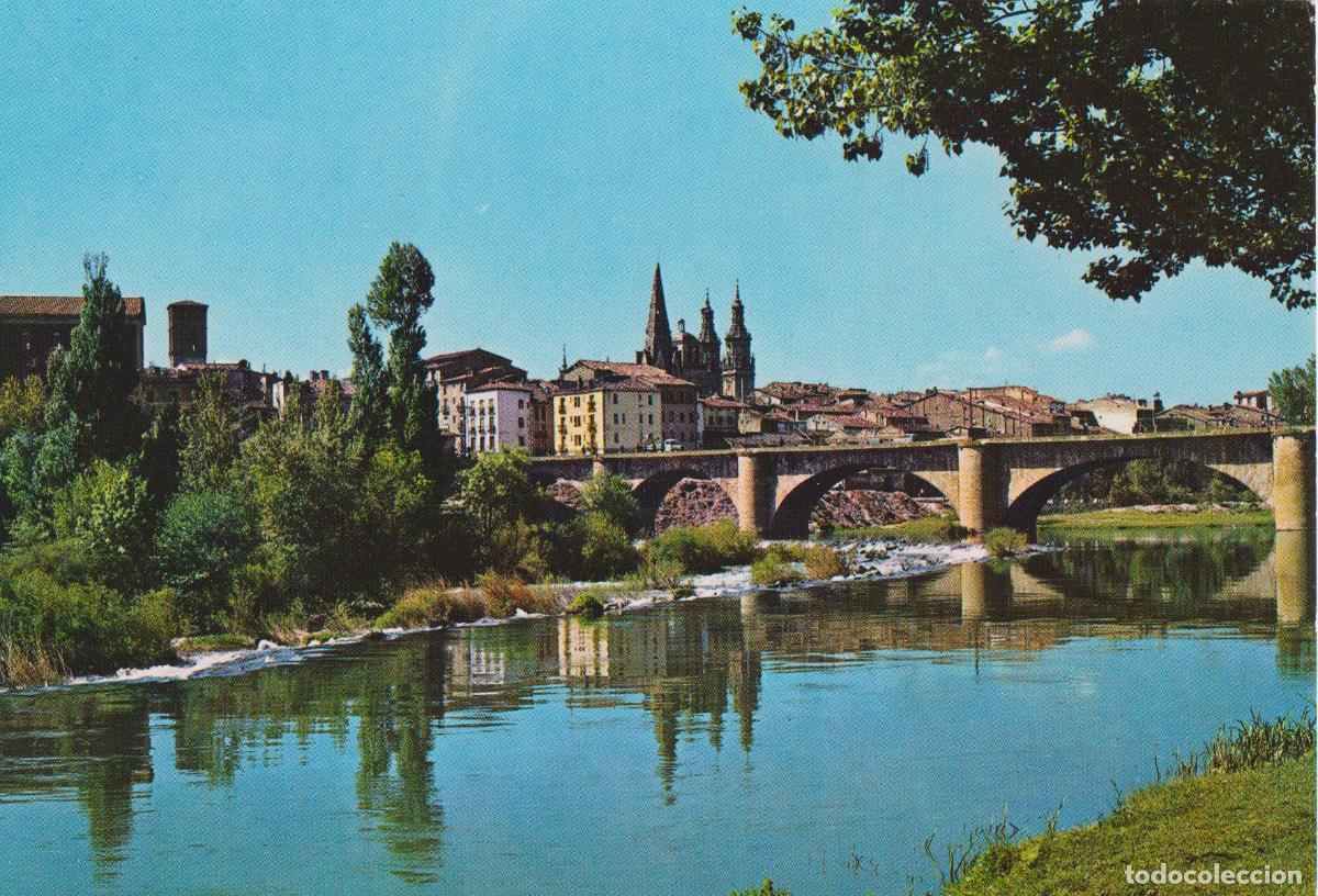 Postales: LOGRO&Ntilde;O, PUENTE DE PIEDRA SOBRE EL EBRO - GARCIA GARRABELLA N&ordm;11 - ESCRITA 1965