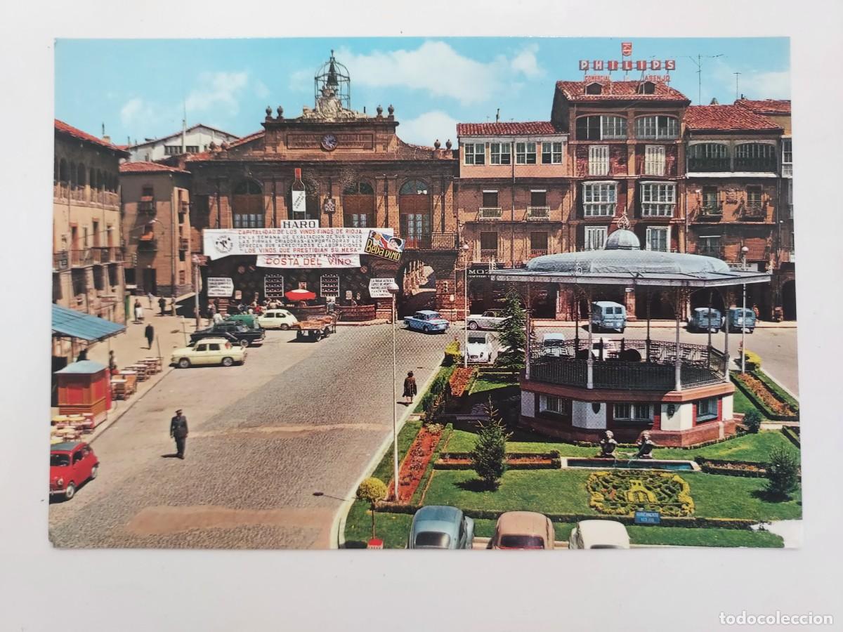 Postales: POSTAL HARO AYUNTAMIENTO Y PLAZA DE LA PAZ. 1966. SIN CIRCULAR. CALPE&Ntilde;A. RIOJA. BEBA VINO