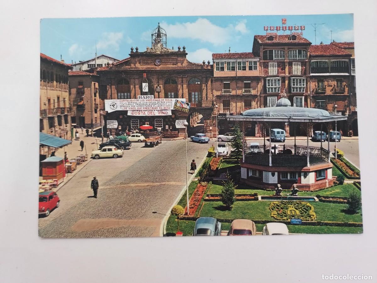 Postales: POSTAL HARO AYUNTAMIENTO Y PLAZA DE LA PAZ. 1966. SIN CIRCULAR. CALPE&Ntilde;A. RIOJA. BEBA VINO