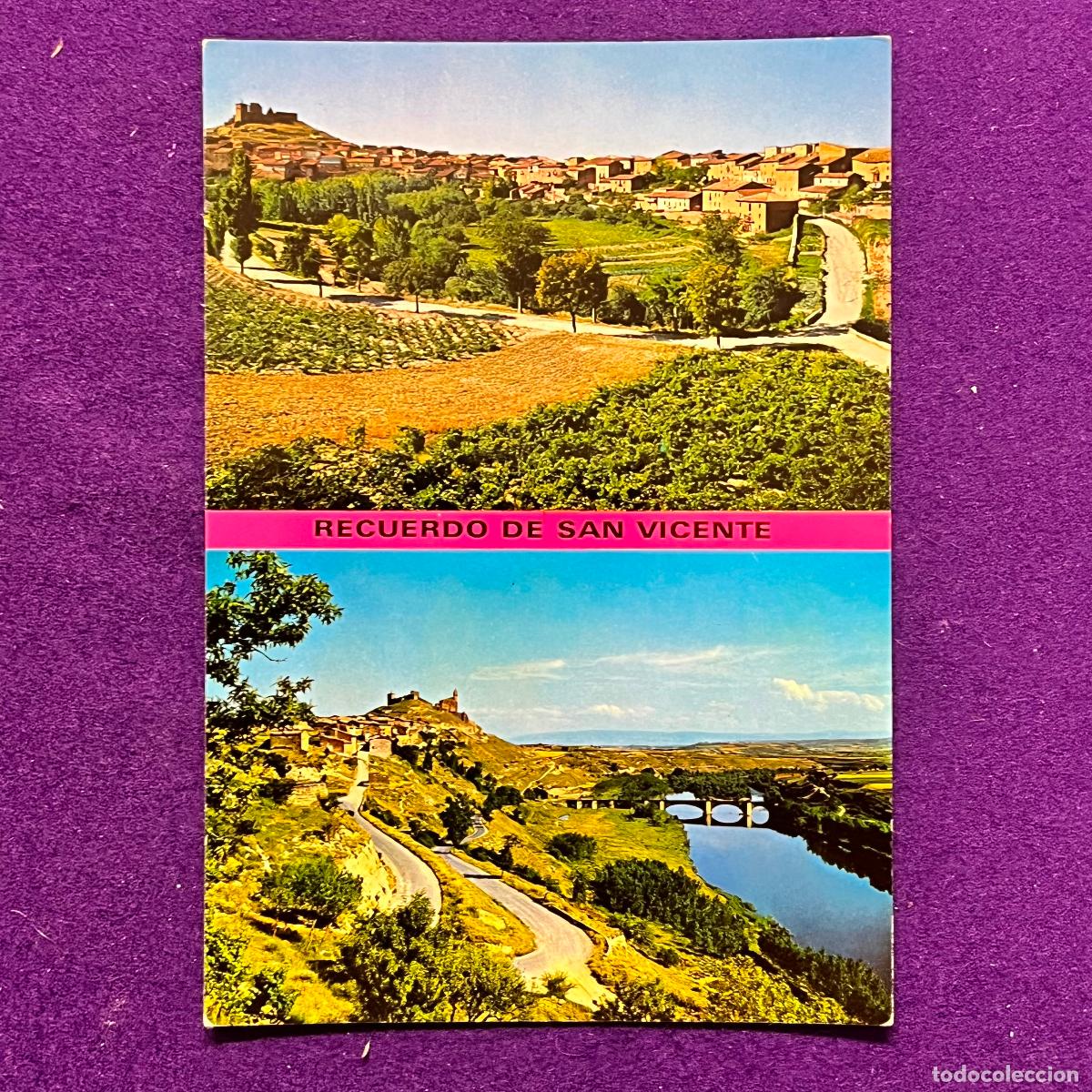 Postales: POSTAL DE SAN VICENTE DE LA SONSIERRA (LA RIOJA). VISTA ESTE Y CARRETERA BA&Ntilde;OS DE EBRO.