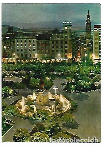 Postales: FUENTE LUMINOSA DEL ESPOLON, AL FONDO TORRE DE LA CATEDRAL.- LOGRO&Ntilde;O