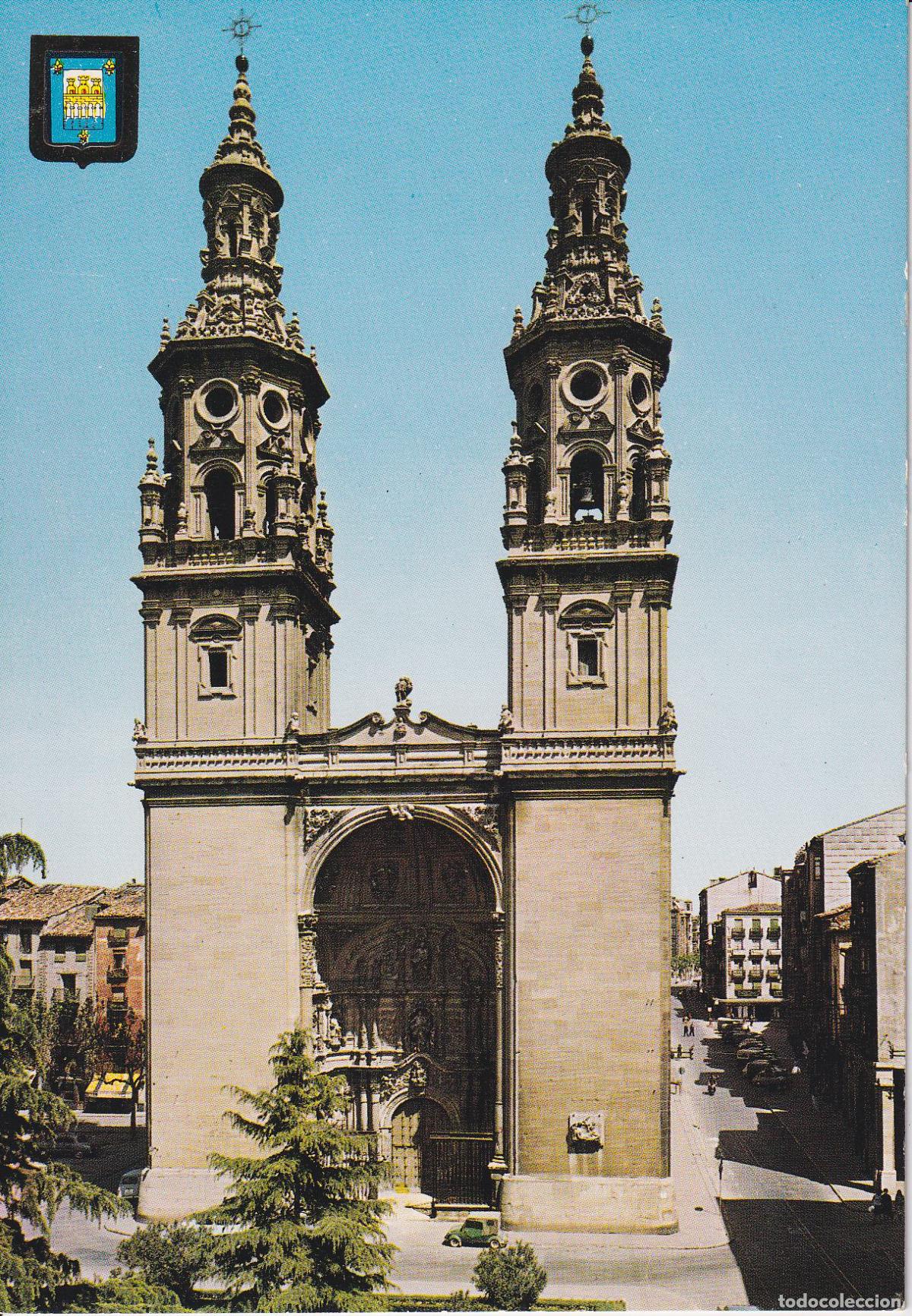Postales: PRIMERA COLECCI&Oacute;N DE CATEDRALES, LOGRO&Ntilde;O, STA,MARIA DE LA REDONDA - ESCUDO DE ORO N&ordm;7 - S/C