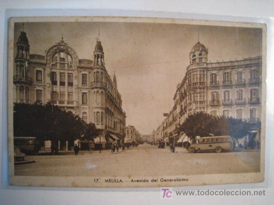 Postales: MELILLA. AVENIDA DEL GENERALISIMO. POSTAL ANTIGUA - Foto 1