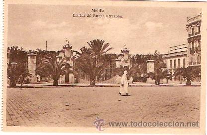 Postales: POSTAL MELILLA ENTRADA DEL PARQUE HERNANDEZ - Foto 1