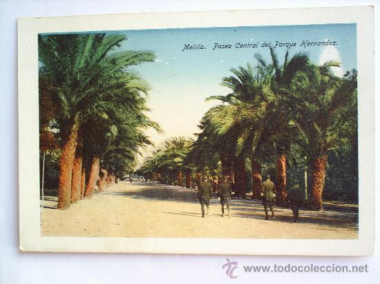 Postales: MELILLA  , PASEO CENTRAL DEL PARQUE HERNANDEZ - Foto 1