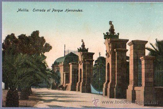 Postales: TARJETA POSTAL DE MELILLA. ENTRADA AL PARQUE HERNANDEZ. - Foto 1