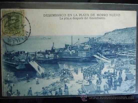 Postales: MELILLA - DESEMBARCO EN LA PLAYA DE MORRO NUEVO - Foto 1