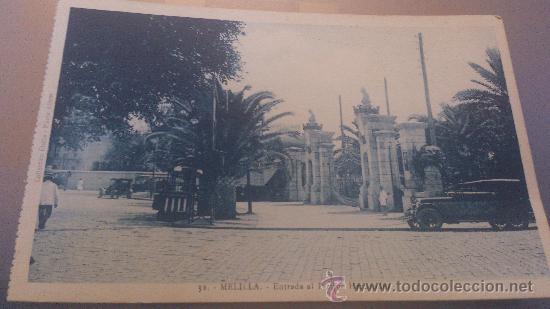 Postales: ANTIGUA POSTAL ENTRADA AL PARQUE HERNANDEZ MELILLA - Foto 1