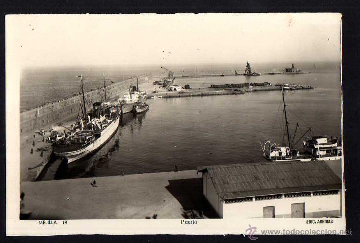 Postales: Melilla. Puerto. Circulada 1949. - Foto 1