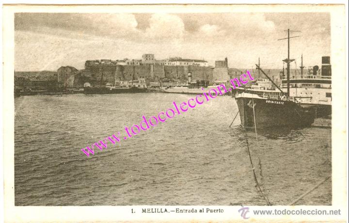 Postales: MELILLA - ENTRADA AL PUERTO (POSTAL DE 1945) - SIN CIRCULAR - Foto 1