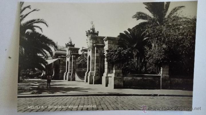 Postales: ANTIGUA POSTAL, MELILLA - ENTRADA AL PARQUE HERNANDEZ - Foto 1