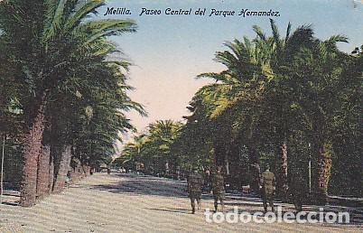 Postales: POSTAL MELILLA PASEO CENTRAL DEL PARQUE HERNANDEZ - Foto 1