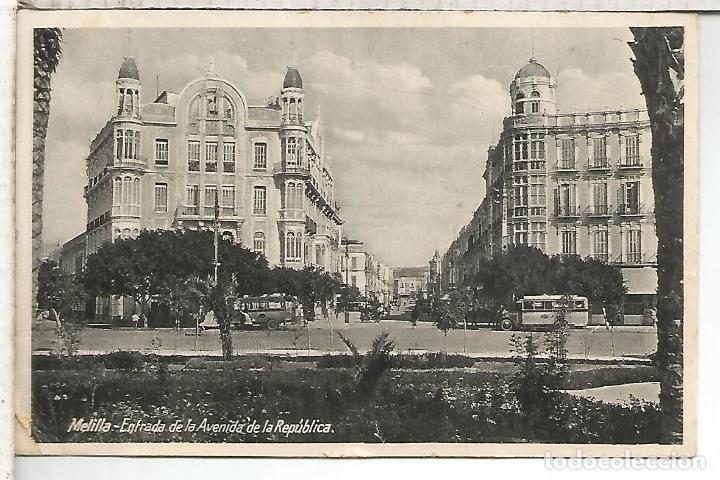Postales: MELILLA AVENIDA DE LA REPUBLICA ESCRITA - Foto 1