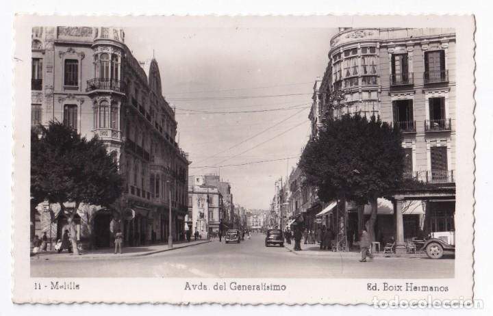 Postales: POSTAL. 11. MELILLA. AVDA. DEL GENERAL&Iacute;SIMO - Foto 1