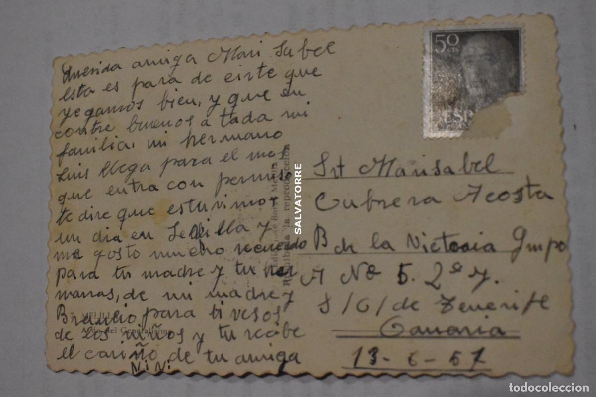 Postales: POSTAL MELILLA AVENIDA GENERALISIMO DEDICADA CIRCULADA 1957 - Foto 2