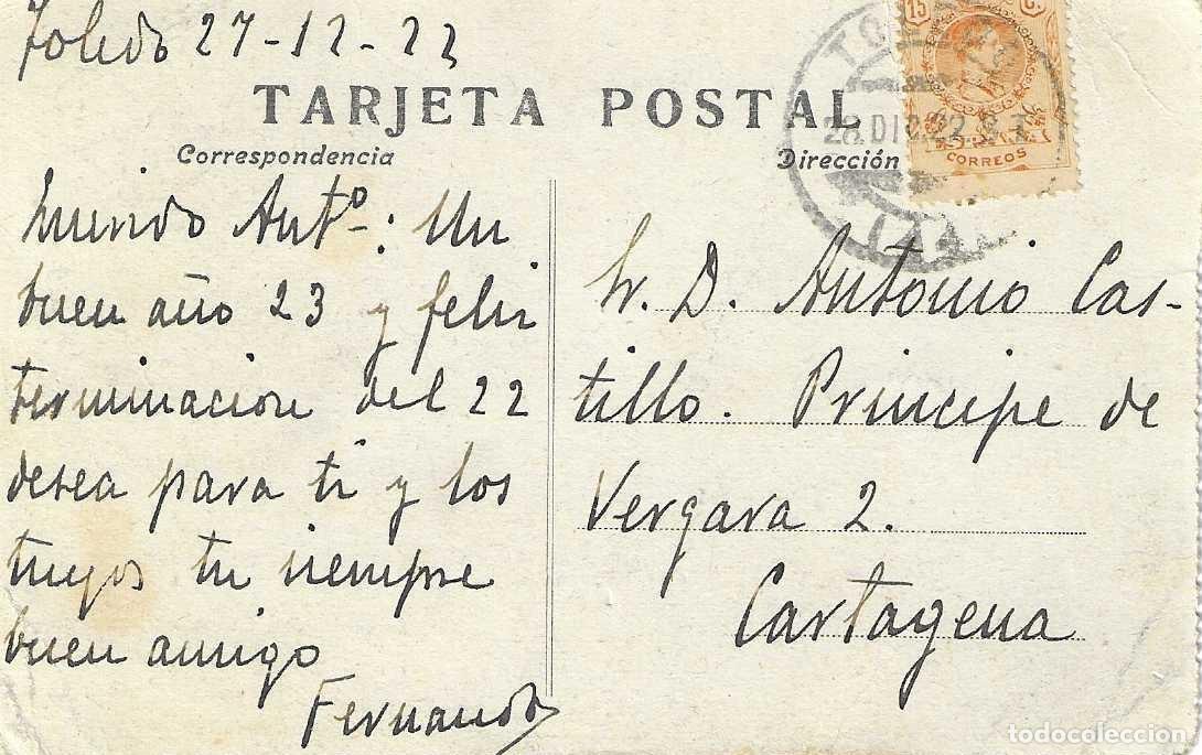 Postales: MELILLA - CIRCULADA EN TOLEDO EN 1922 - Foto 2