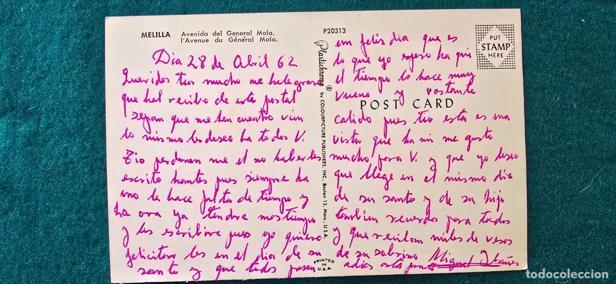 Postales: POSTAL MELILLA (1962) AVENIDA DEL GENERAL MOLA - Foto 2