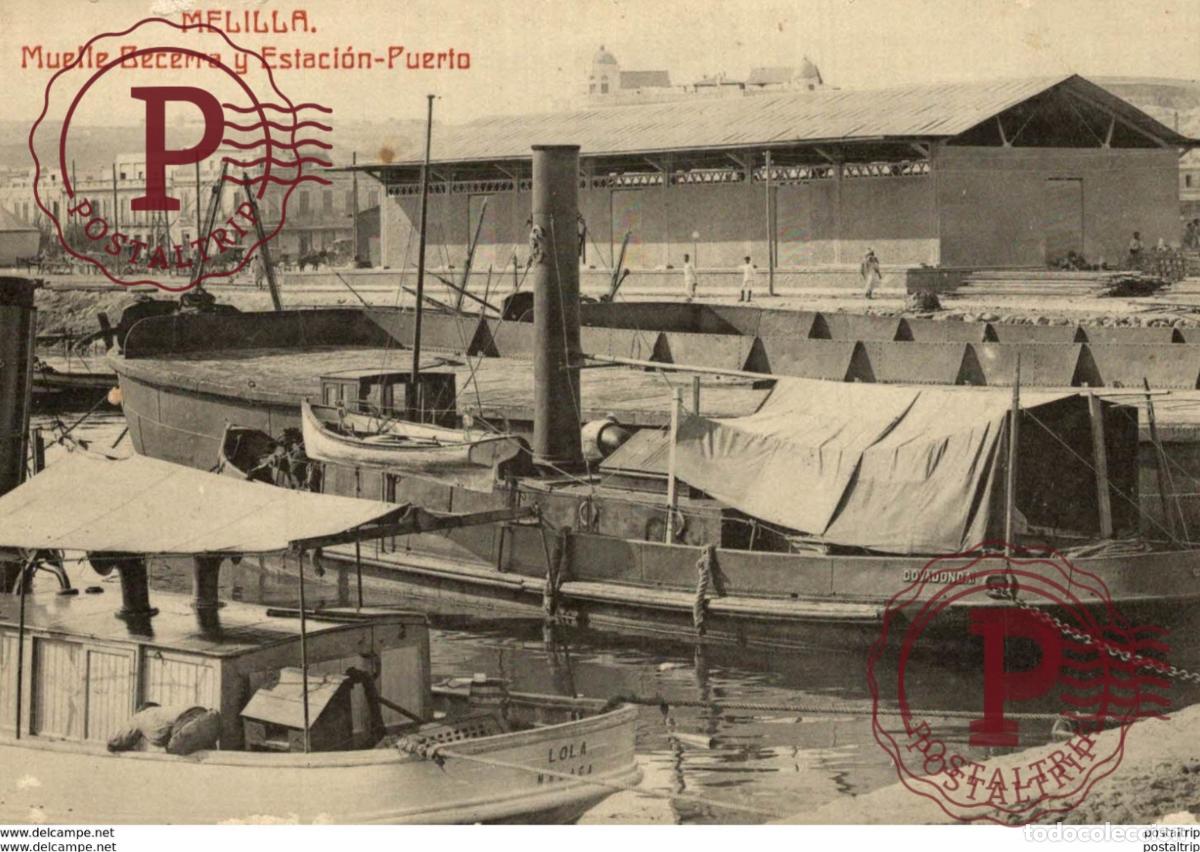 Postales: MELILLA. MUELLE BECERRA Y ESTACION - Foto 1