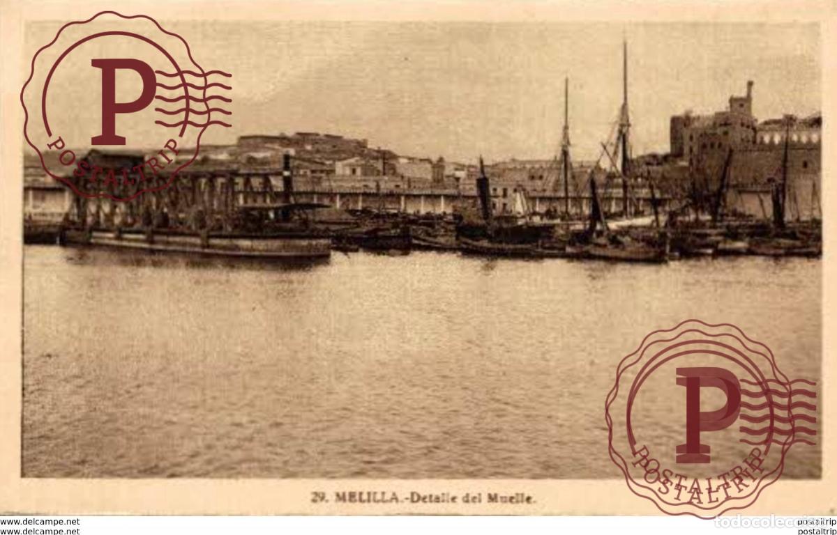 Postales: MELILLA. DETALLE DEL MUELLE - Foto 1