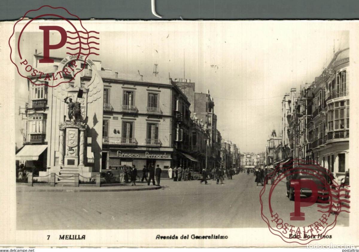 Postales: MELILLA. AVENIDA DEL GENERALISIMO. - Foto 1