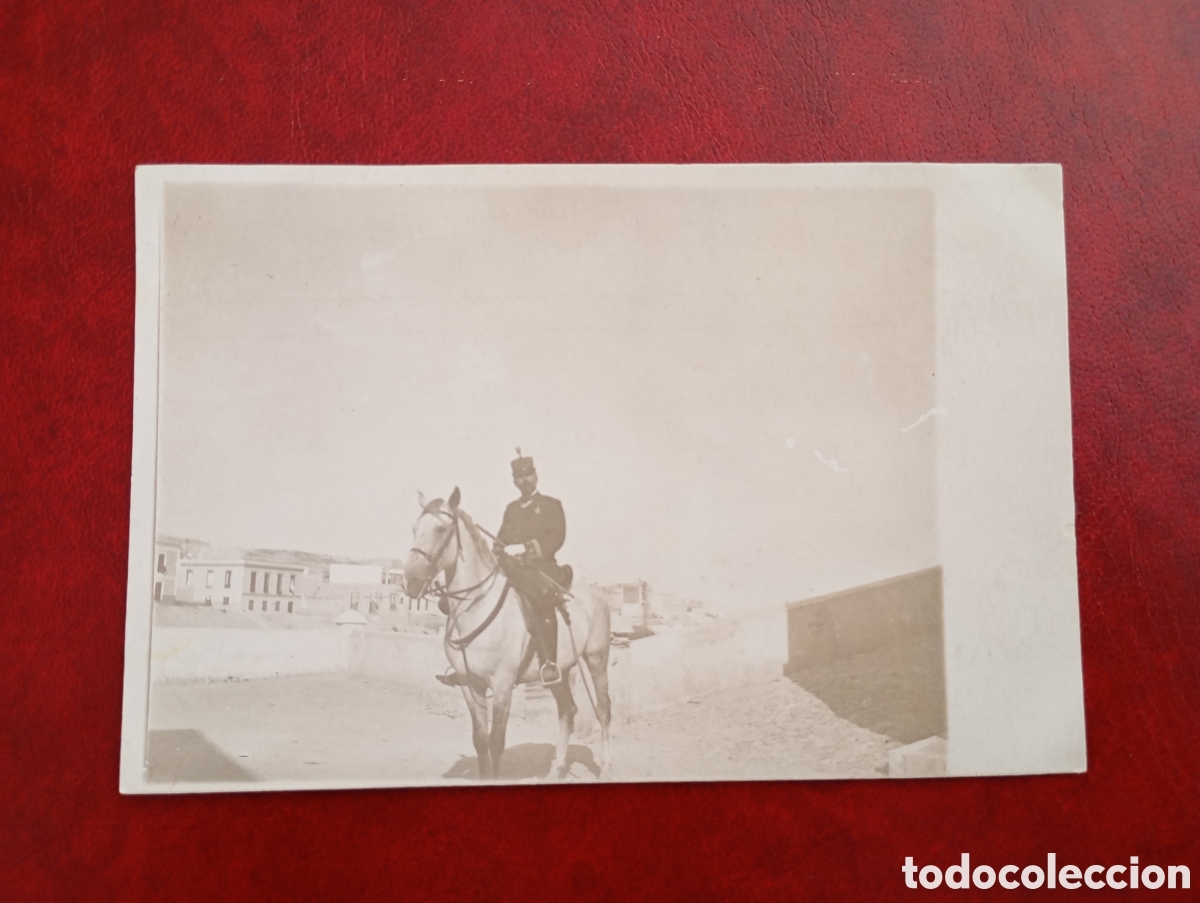 Postales: MELILLA - VISTA DEL POL&Iacute;GONO - MILITAR A CABALLO 1901 - TARJETA POSTAL FOTOGR&Aacute;FICA