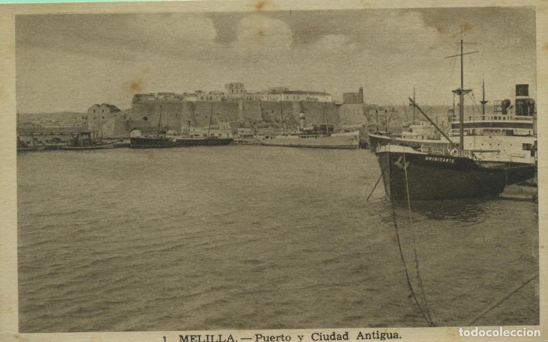 Postales: N&ordm; 1-MELILLA. Puerto y Ciudad Antigua. Sin circular. ED. L ROISIN