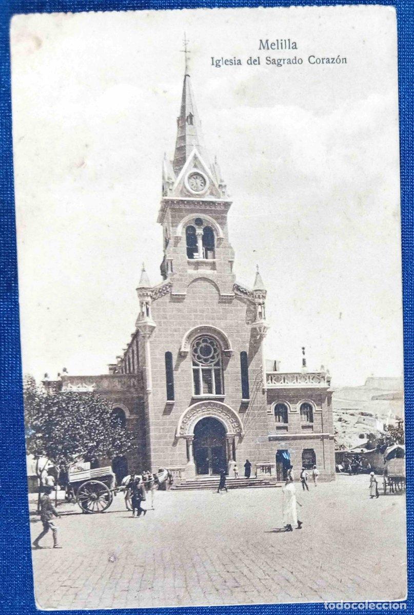 Postales: MELILLA. IGLESIA DEL SAGRADO CORAZ&Oacute;N. EDICI&Oacute;N M. V. POSTAL EXPR&Eacute;SS, MELILLA. N&ordm; 129.