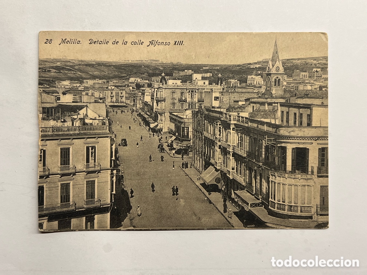 Postales: MELILLA. Postal No.28, Detalle de la calle Alfonso XIII. Edici&oacute;n Boix Hermanos (h.1910?) S/C