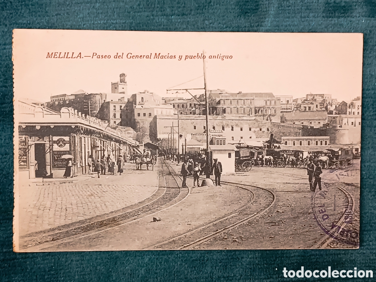 Postales: MELILLA. Paseo del General Mac&iacute;as y pueblo antiguo