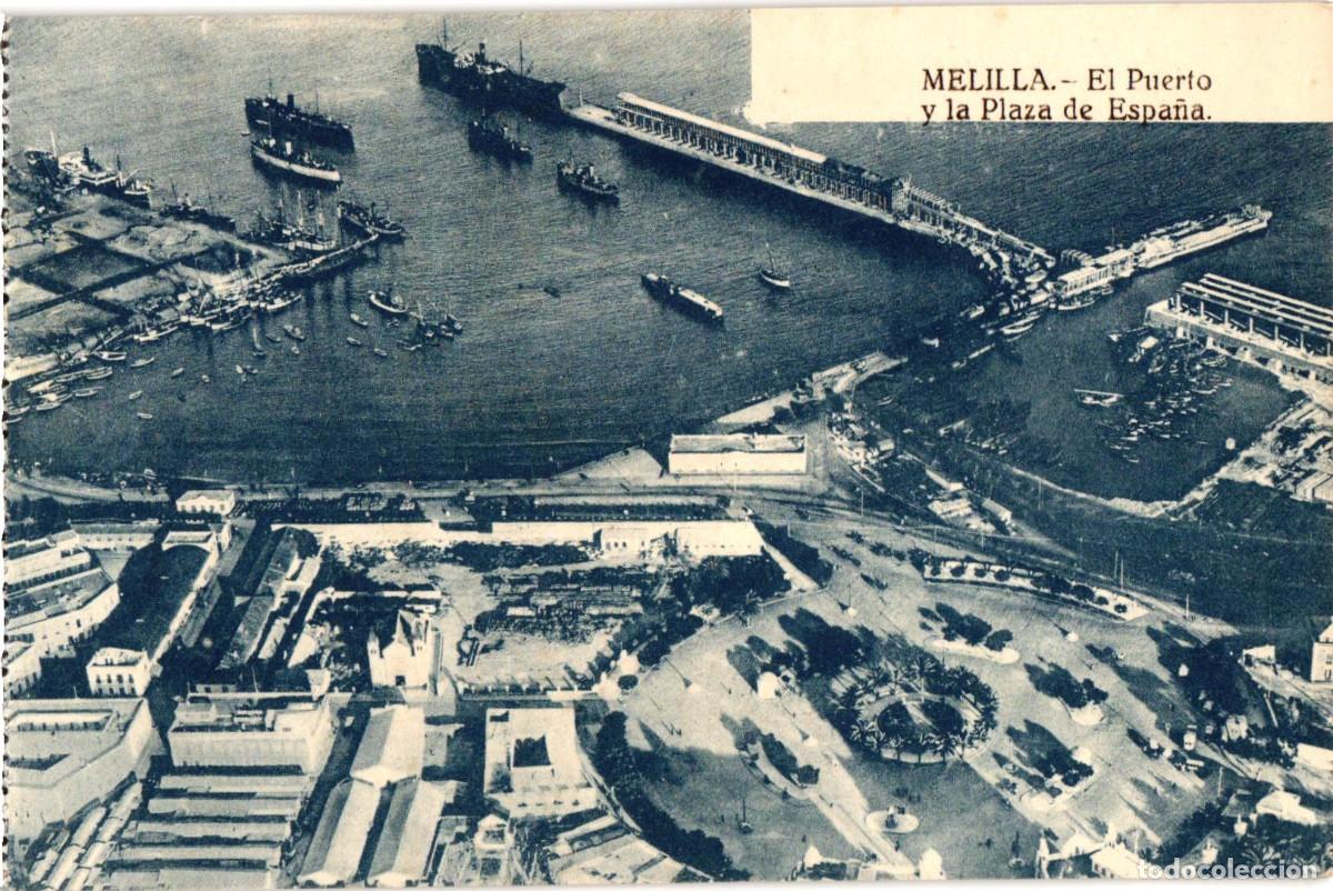 Postales: Melilla - El Puerto y la Plaza Espa&ntilde;a - Espa&ntilde;a