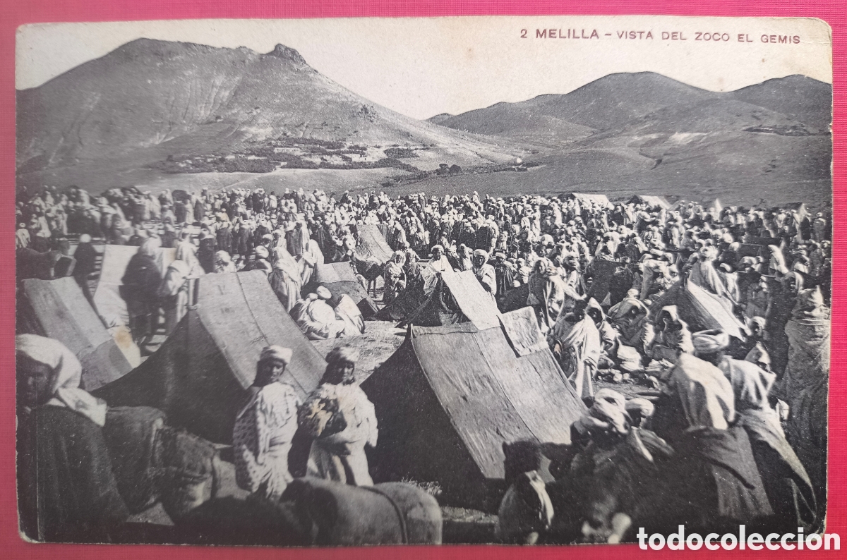 Postales: MELILLA VISTA DEL ZOCO EL GEMIS POSTAL ANIMADA FOTOTIPIA ED. RIF C. 1920