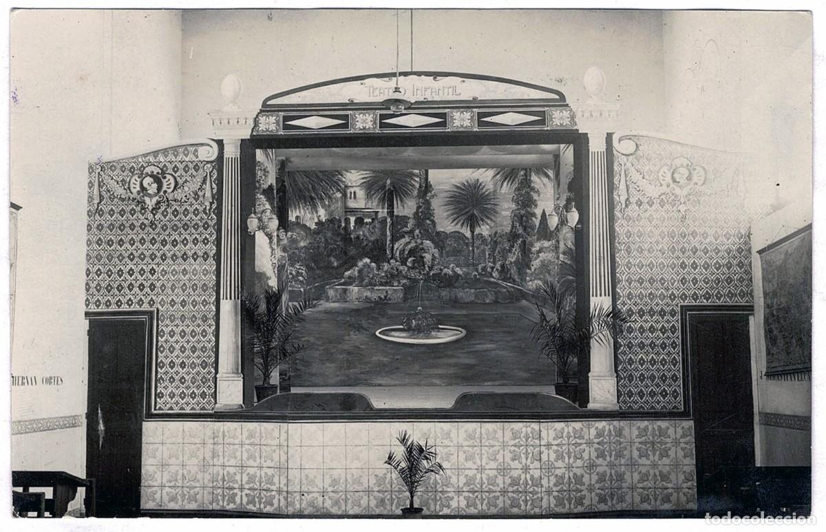 Postales: Postal Melilla 1932. Teatro Infantil Colegio Rep&uacute;blica. Sello Salmer&oacute;n. Dirigida a Familia Taillefer