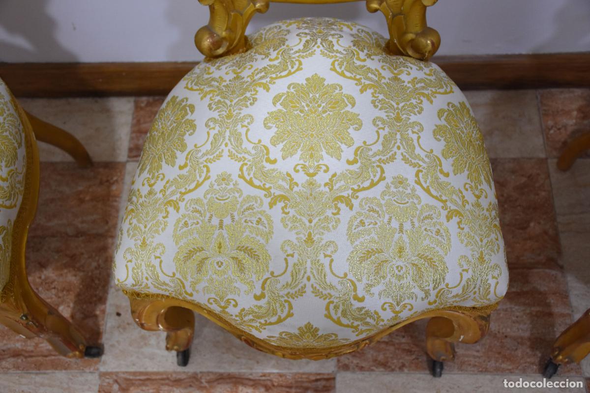 Postales: Conjunto 6 sillas Isabelinas pan de oro - Foto 8