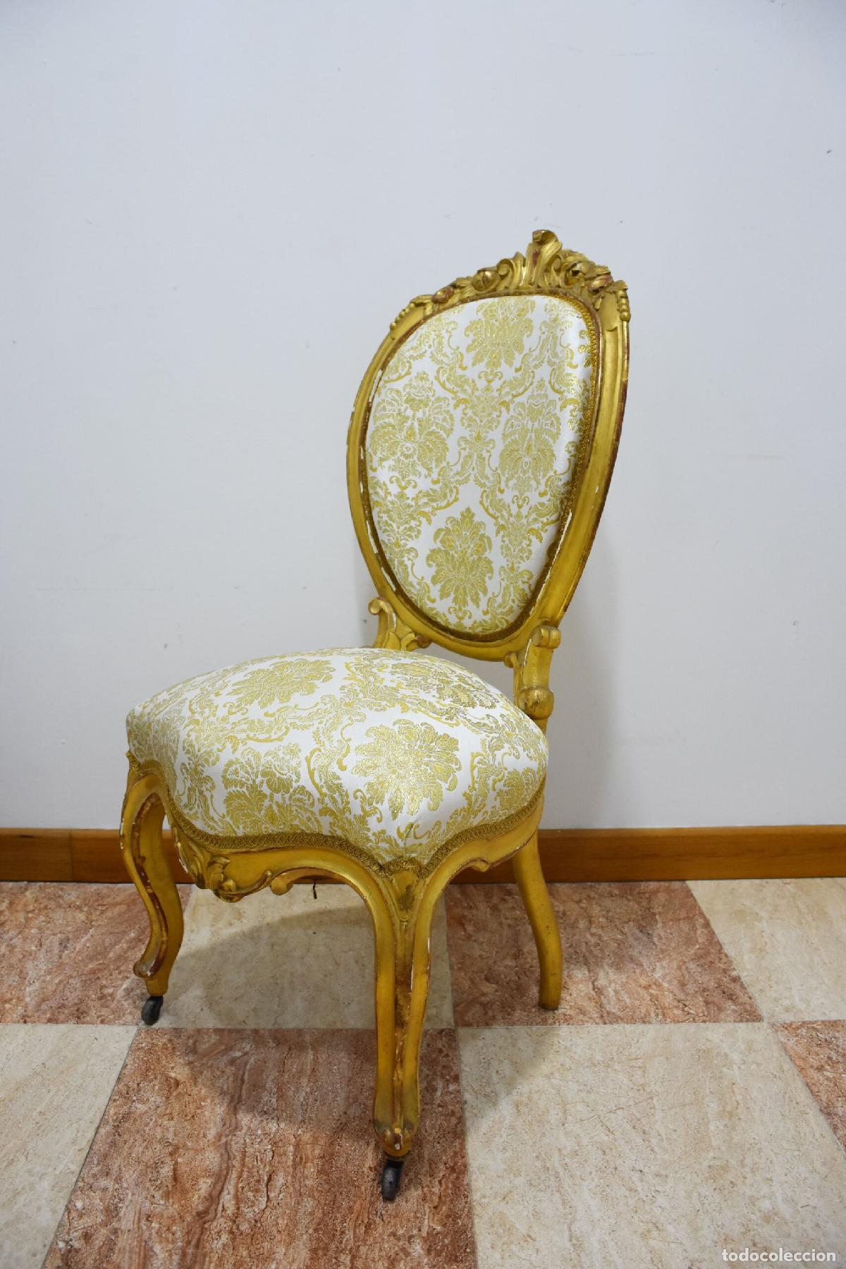 Postales: Conjunto 6 sillas Isabelinas pan de oro - Foto 9
