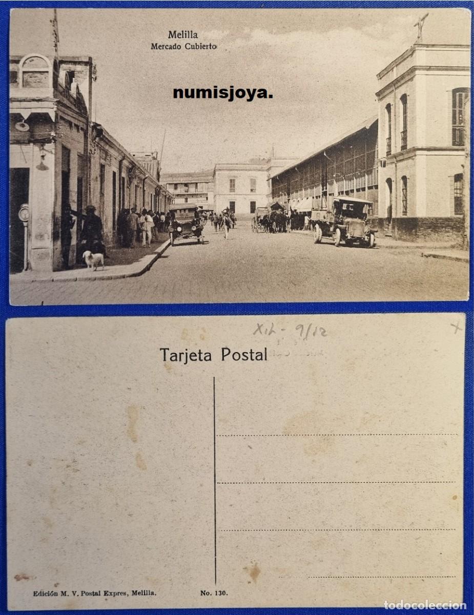 Postales: Postal de Melilla Espa&ntilde;a a&ntilde;o 1910 Mercado Cubierto. Ed. M. V. Postal Expr&eacute;s.