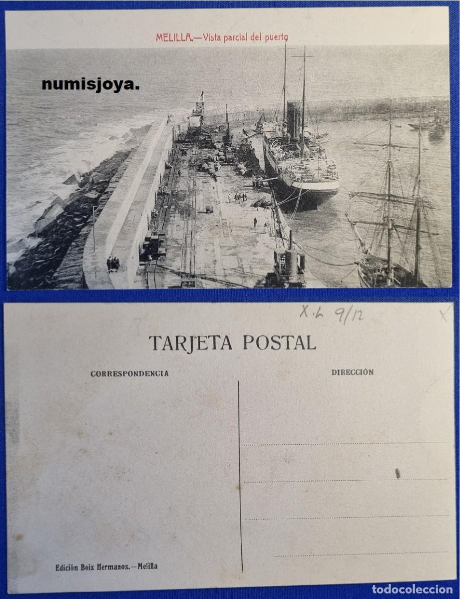 Postales: Postal de Melilla Espa&ntilde;a a&ntilde;o 1910 Vista Parcial del Puerto. Ed. Boix Hermanos.