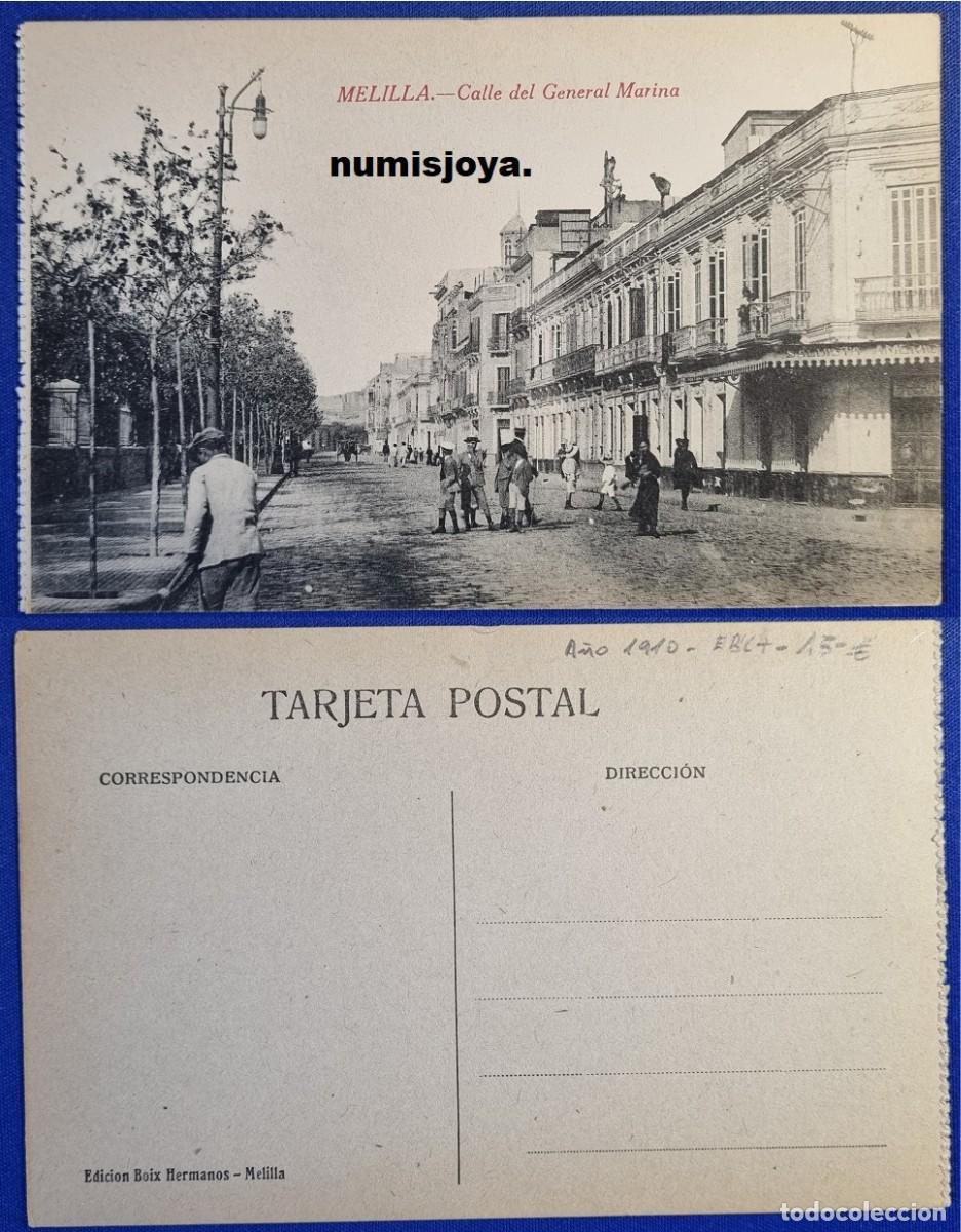 Postales: Postal de Melilla Espa&ntilde;a a&ntilde;o 1910 Calle del General Marina. Ed. Boix Hermanos.