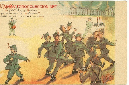 Postales: El cuartel. Postal humor&iacute;stica. - Foto 1